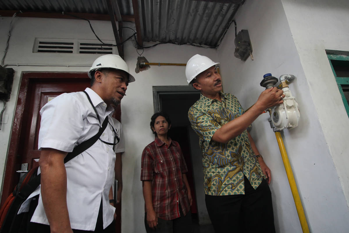   Rumah warga yang sudah terpasang jaringan gas di Surabaya, Jawa Timur