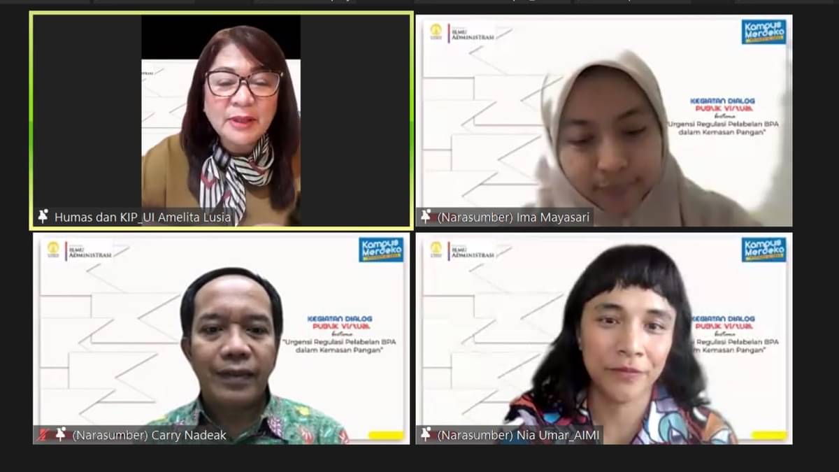Dialog Publik virtual bertema “Urgensi Regulasi Pelabelan BPA dalam Kemasan Pangan”.