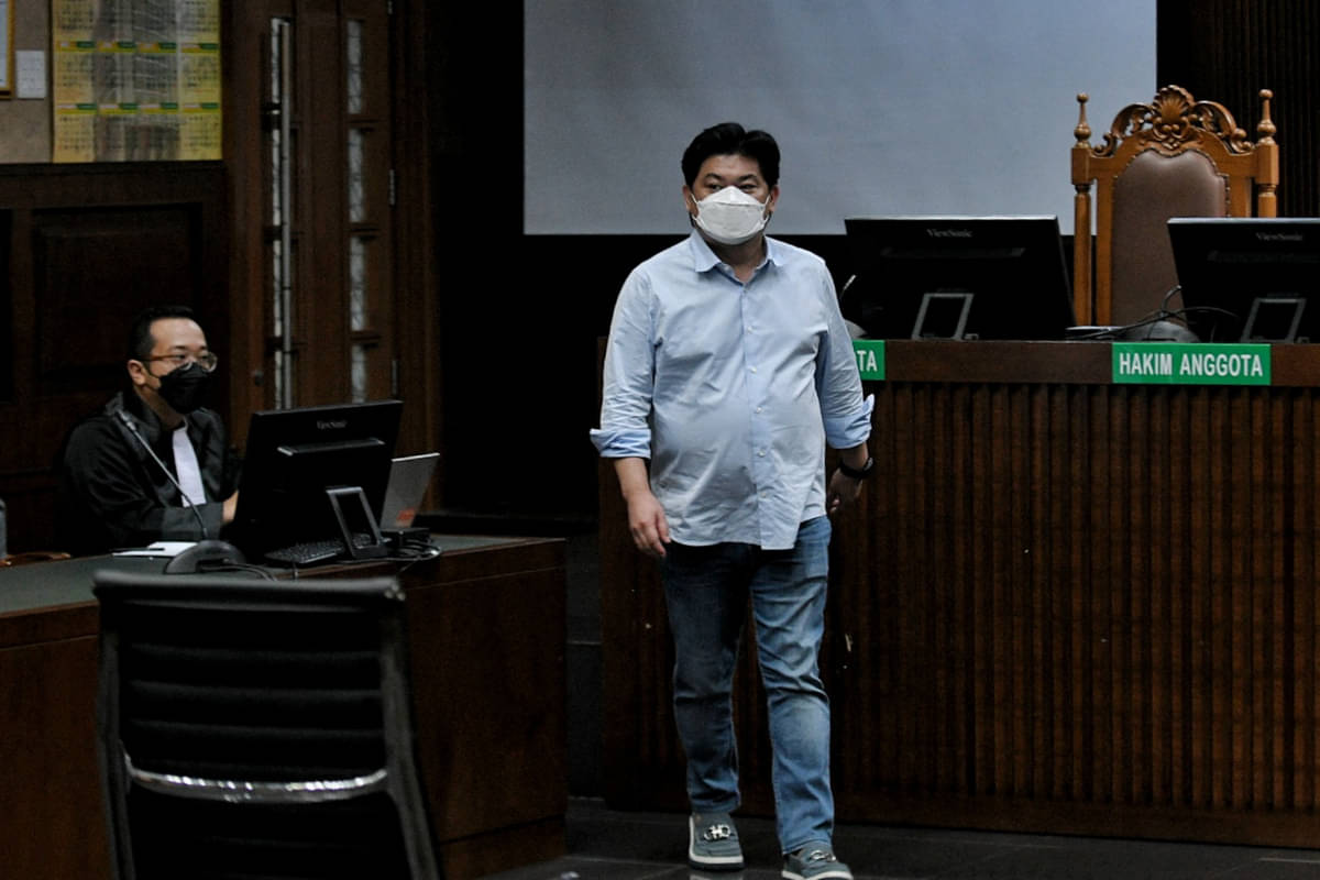 Terdakwa kasus korupsi ASABRI Heru Hidayat saat siang vonis putusan hakim