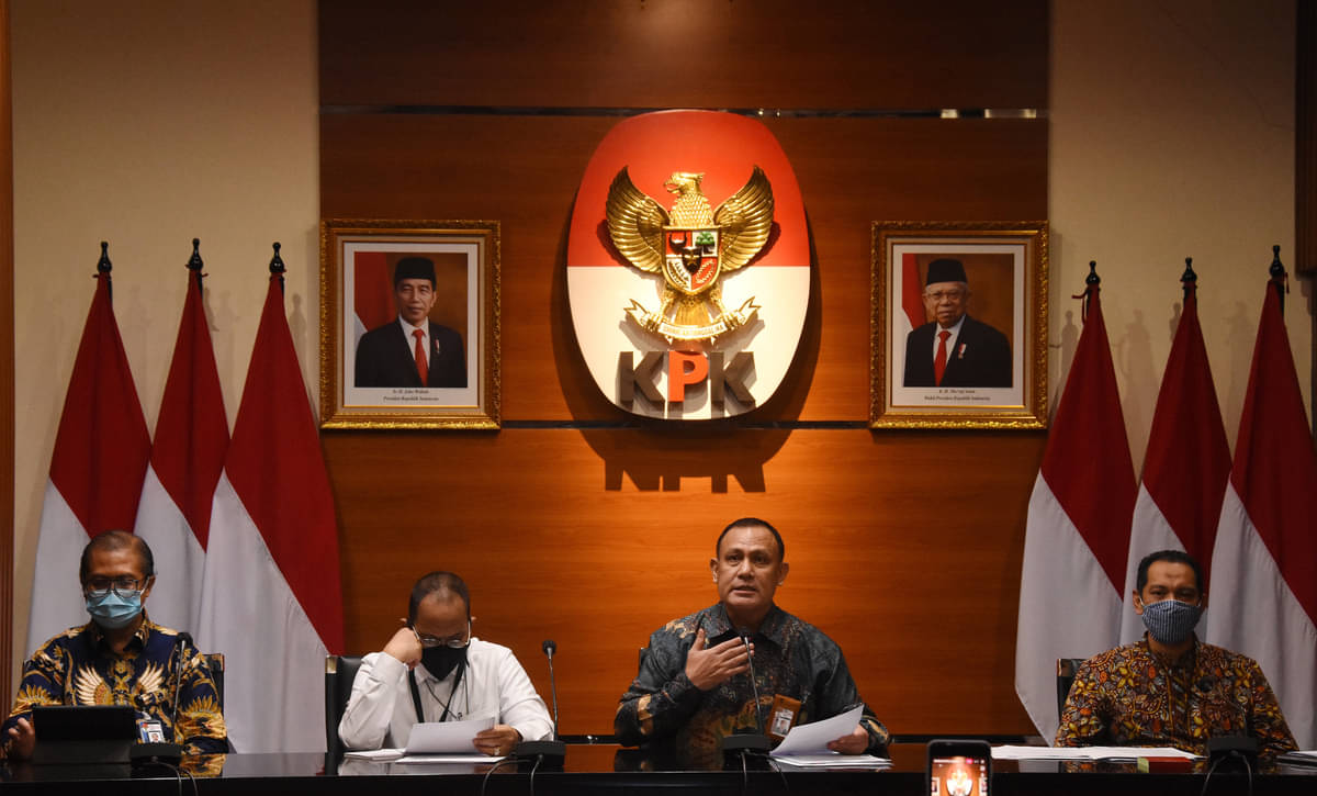 Para petinggi KPK kala mengumumkan hasil TWK dalam rangka pengalihan pegawai KPK menjadi ASN.