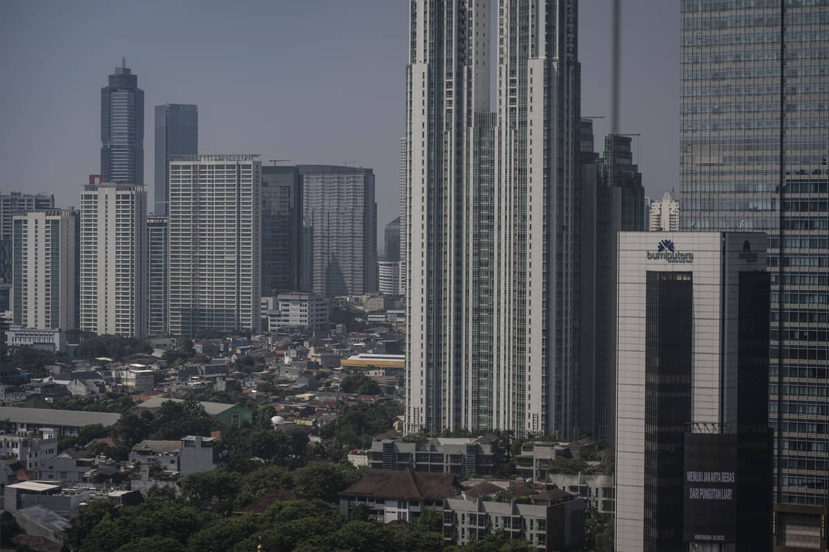 Potret gedung bertingkat di wilayah Jakarta.