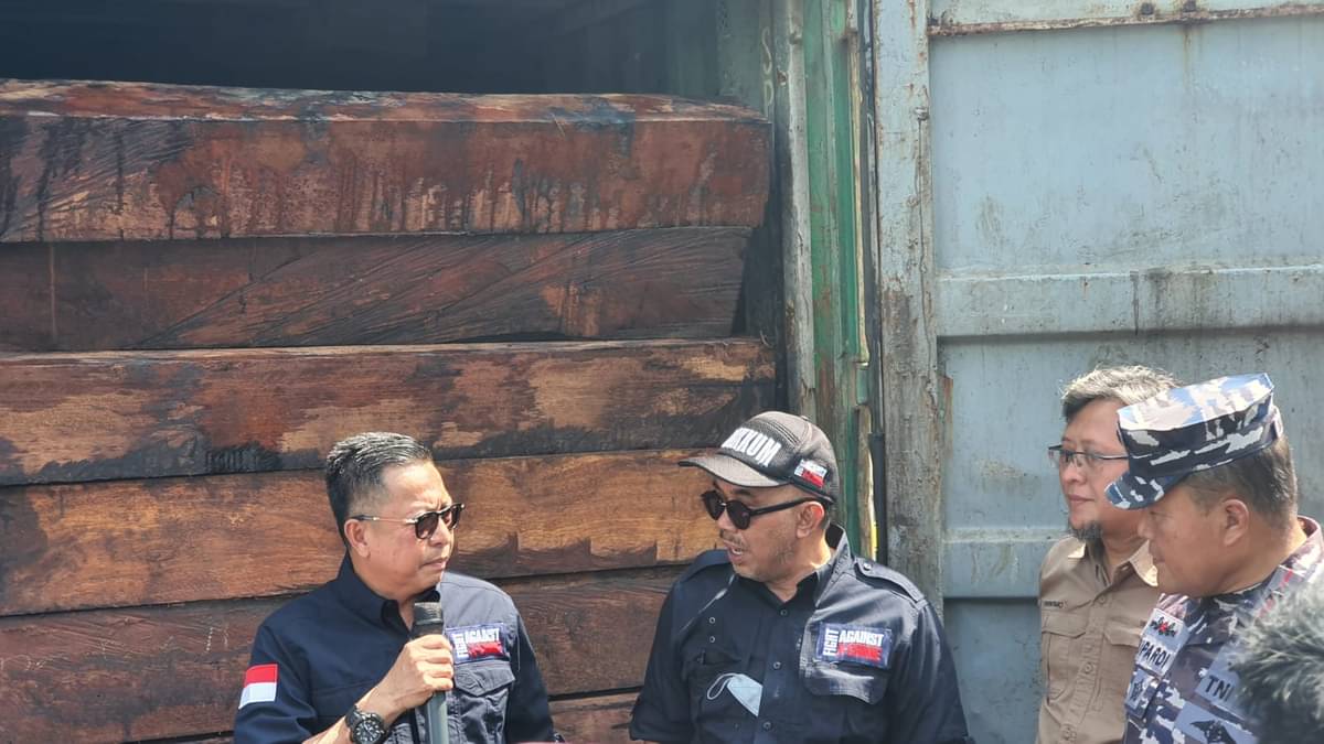 Kontainer yang memuat kayu ilegal