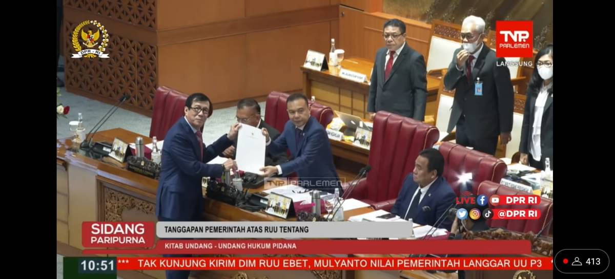 Pengesahan RUU KUHP menjadi Undang-Undang di DPR RI.