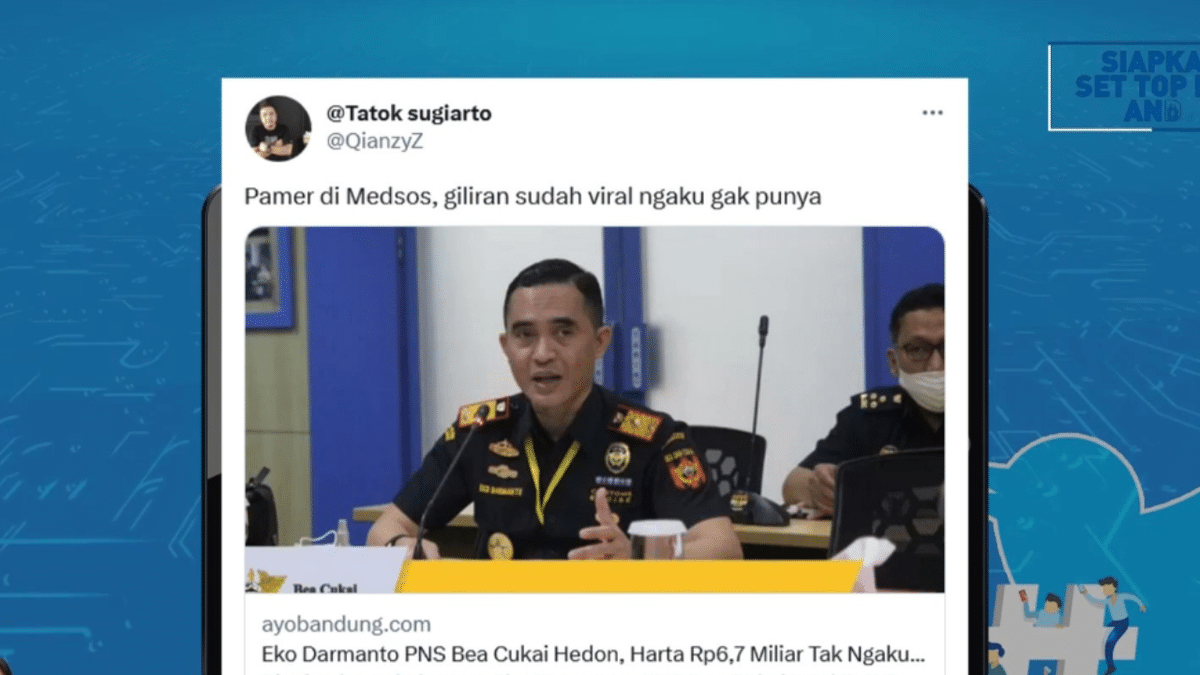Tangkapan layar program Metro Malam menayangkan pejabat Eselon III Bea dan Cukai Yogyakarta Edi Darmanto yang sedang viral.