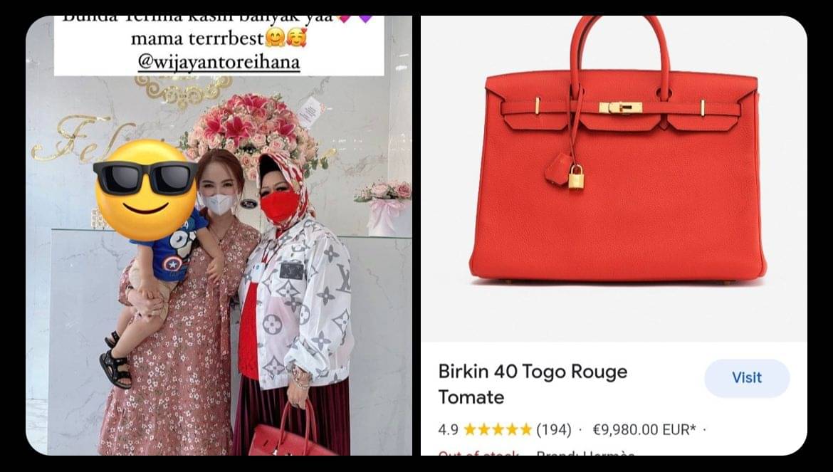Kadinkes Provinsi Lampung menjinjing Tas Hermes Birkin 40 Togo Rouge Tomate