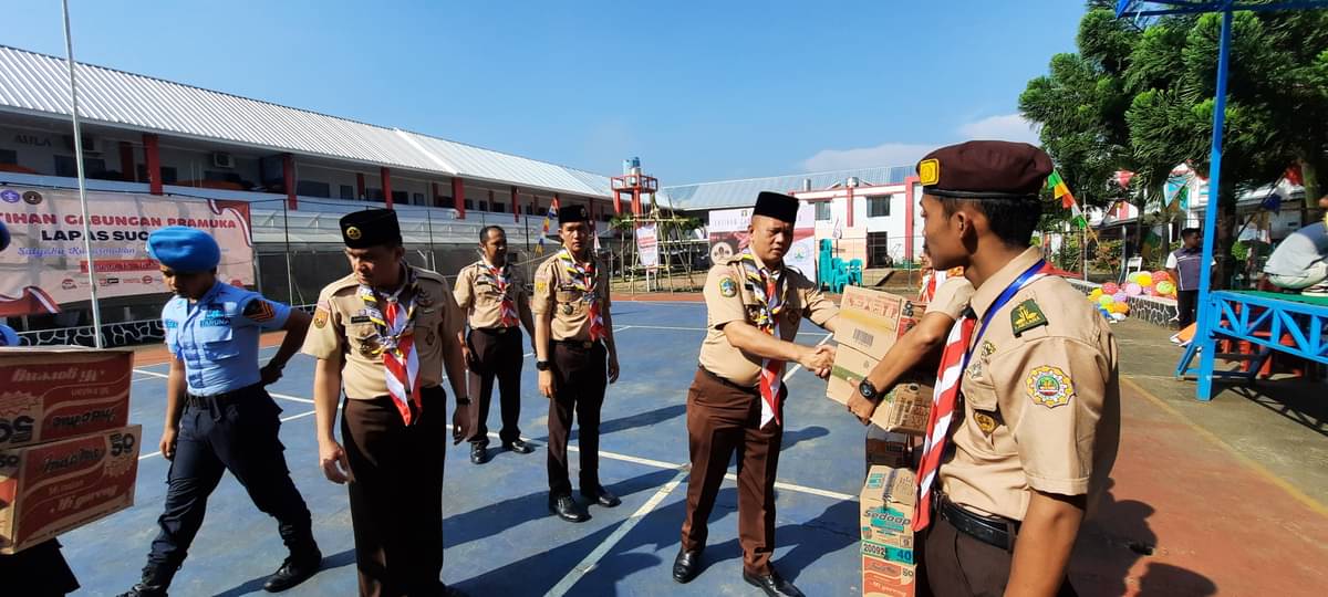 Latihan Pramuka di Lembaga Pemasyarakatan Cianjur yang diikuti warga binaan dari tiga LP