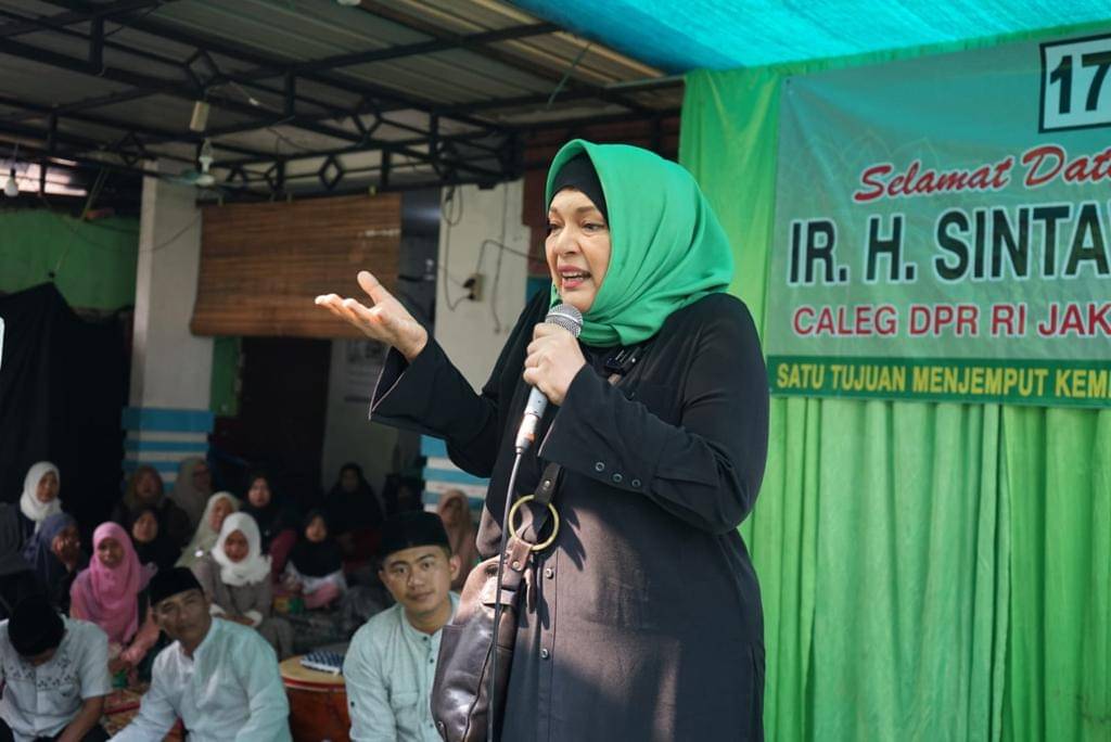 Bacaleg DPR RI dari PPP, Ir Sintawati memberi pengarahan kepada para relawan pendukungnya.
