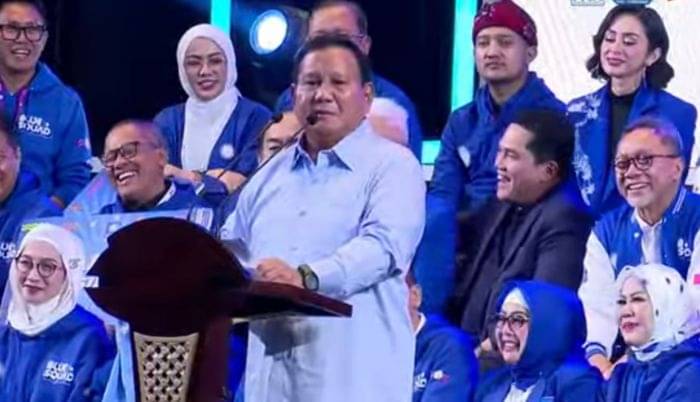 Ketua Umum Partai Gerindra Prabowo Subianto saat mengumumkan nama koalisi pendukungnya yakni Koalisi Indonesia Maju (KIM)