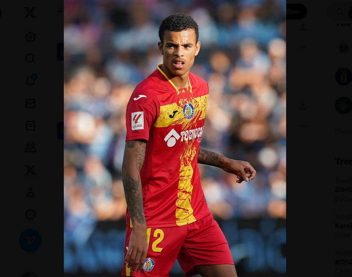 Penyerang Getafe Mason Greenwood