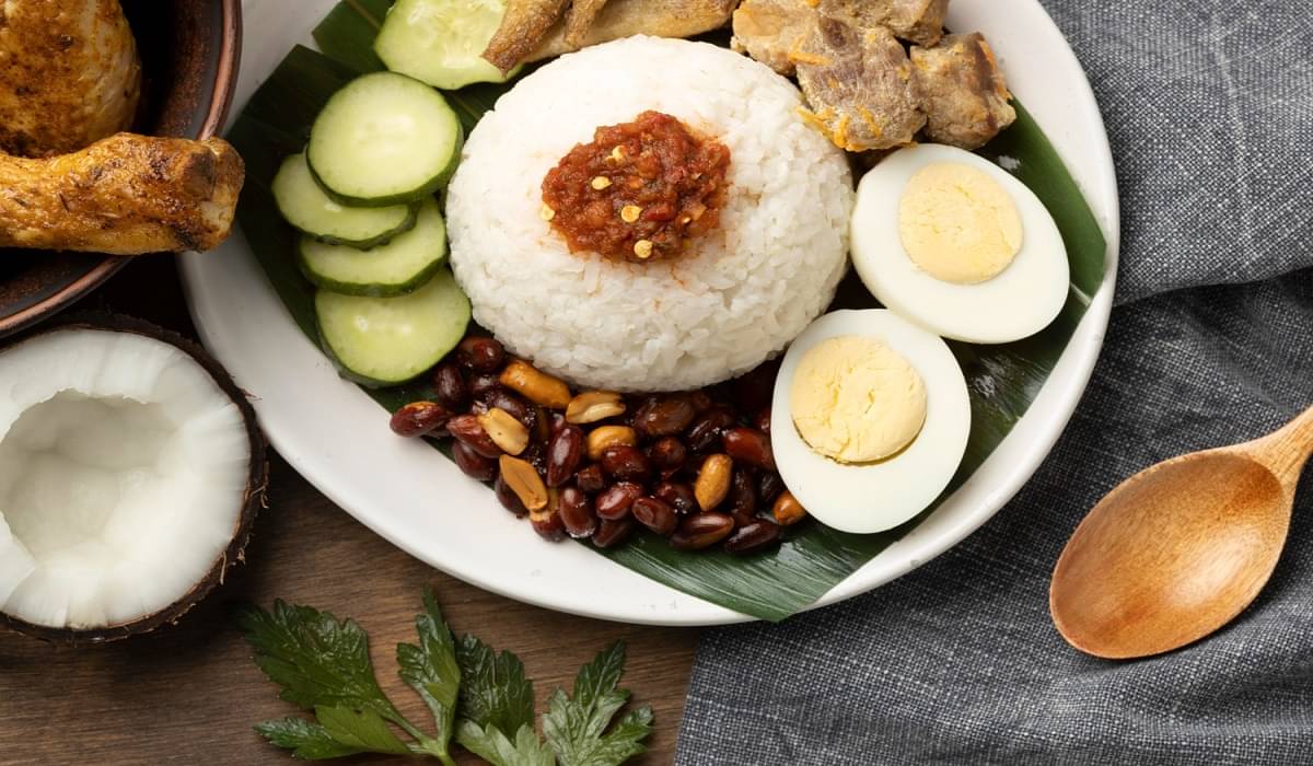 Ilustrasi cara membuat nasi lemak