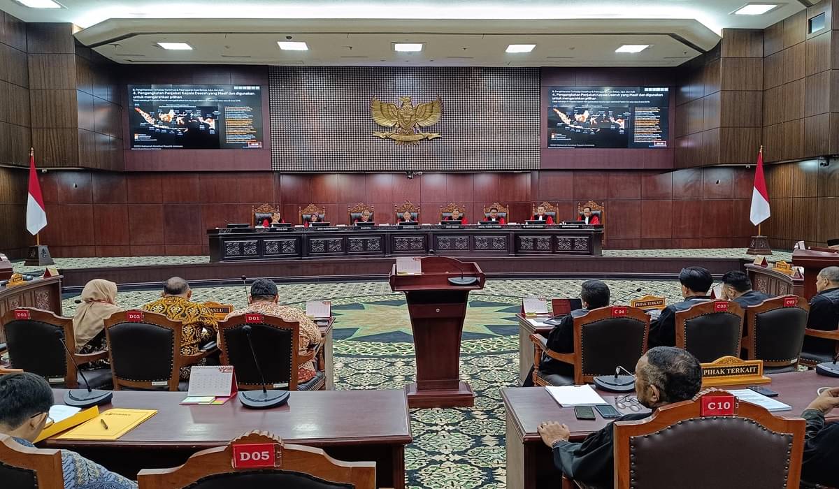 Suasana sidang perdana Perselisihan Hasil Pemilihan Umum (PHPU) Pilpres 2024 di Gedung Mahkamah Konstitusi, Jakarta.