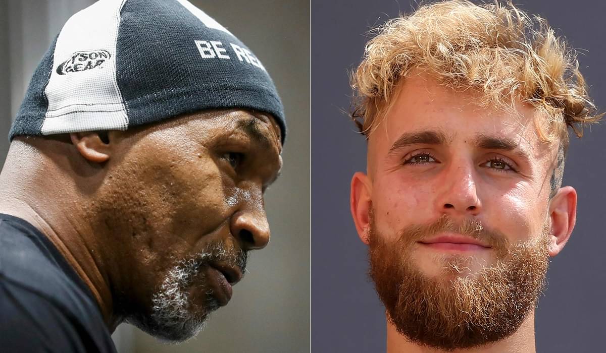 Foto kombinasi yang menampilkan Mike Tyson (kiri) dan Jake Paul