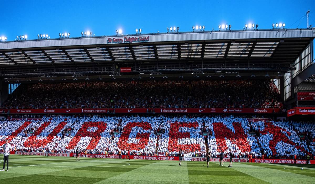 Mosaik yang dibuat para pendukung Liverpool sebagai ucapan perpisahan bagi Juergen Klopp.