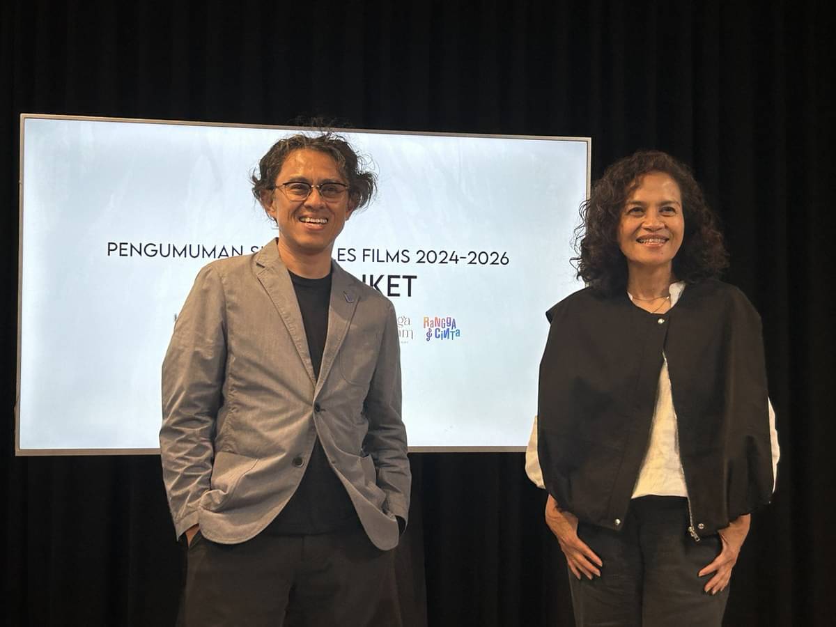 Riri Riza (kiri) dan Mira Lesmana (kanan) saat Media Junket Pengumuman Slate Miles Films 2024–2026, di Jakarta, Rabu (29/5).