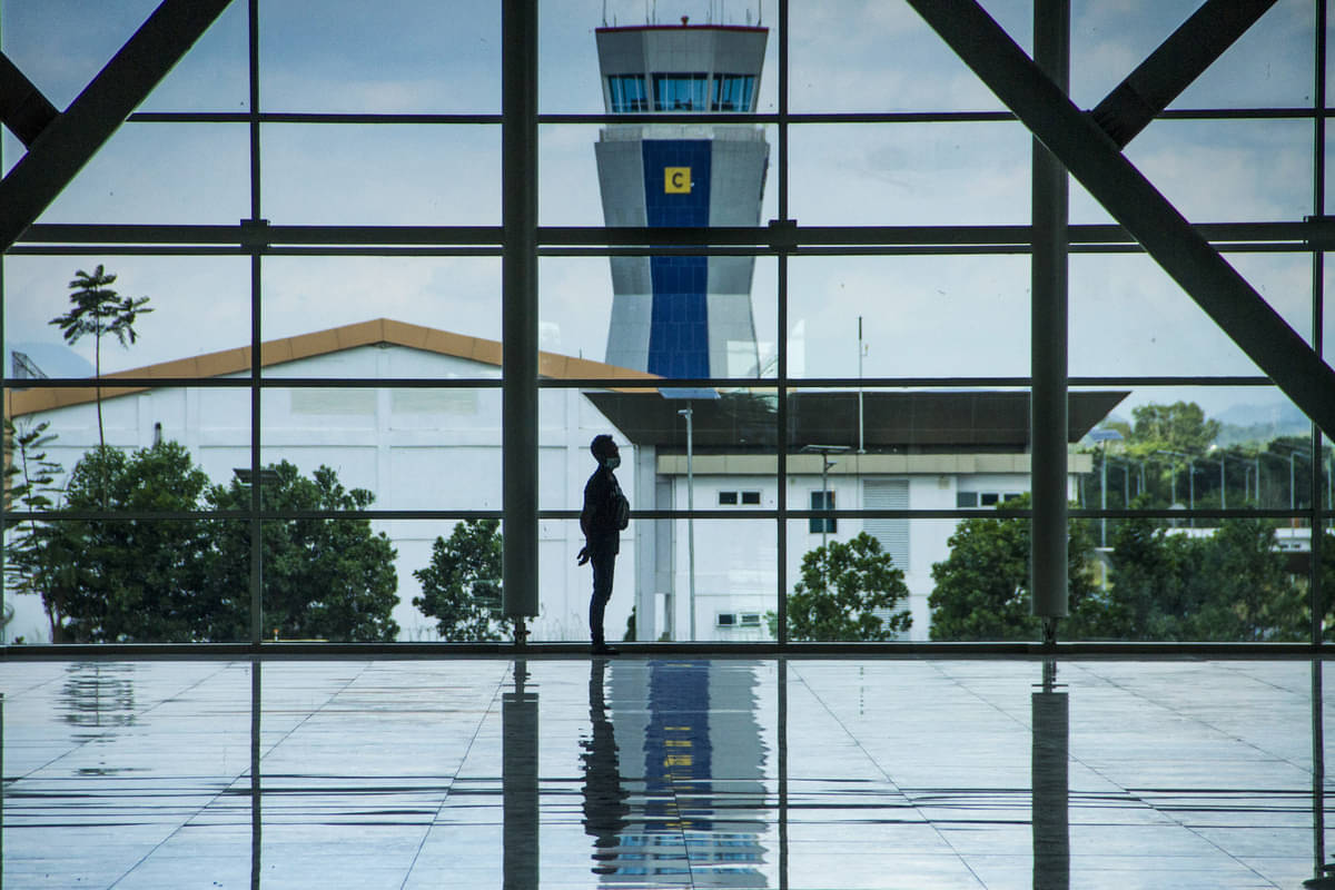 Ruang tunggu Bandara Internasional Syamsudin Noor, Banjarbaru, Kalimantan Selatan, Minggu (24/4/2022)