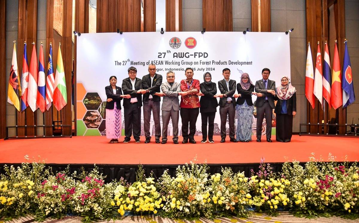 Para perwakilan negara ASEAN menghadiri ASEAN Senior Official on Forestry (ASOF) 27 di Bogor, Jawa Barat.