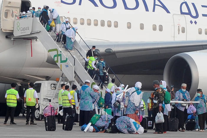 ilustrasi jemaah haji tiba di Tanah Air. 