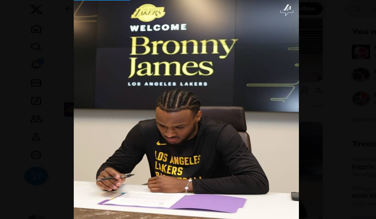 Bronny James menandatangani kontrak dengan Los Angeles Lakers.