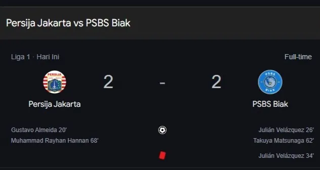 Ditonton Patrick Kluivert, Persija Vs PSBS Imbang 2-2