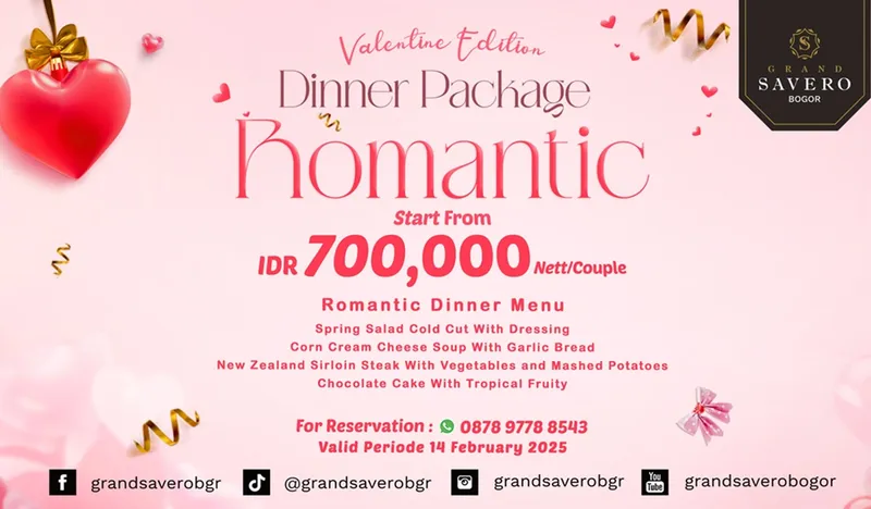 Rayakan Hari Valentine dengan Dinner Romantis di Grand Savero Bogor