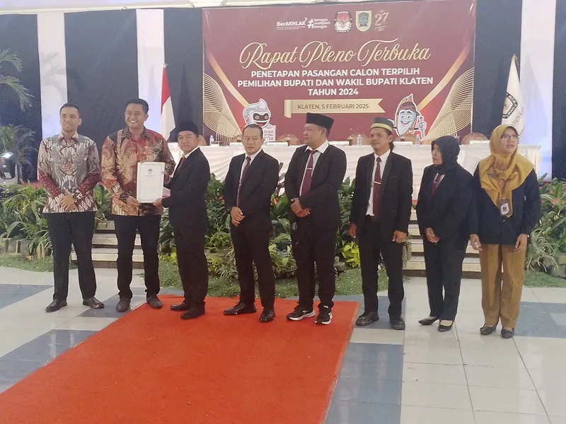 KPU Klaten Tetapkan Paslon Terpilih Hamenang-Benny
