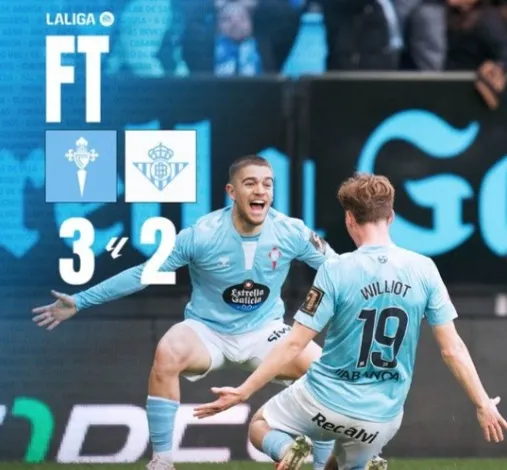 Celta Vigo vs Real Betis 3-2, Vigo Naik ke Posisi 12 Klasemen Liga Spanyol