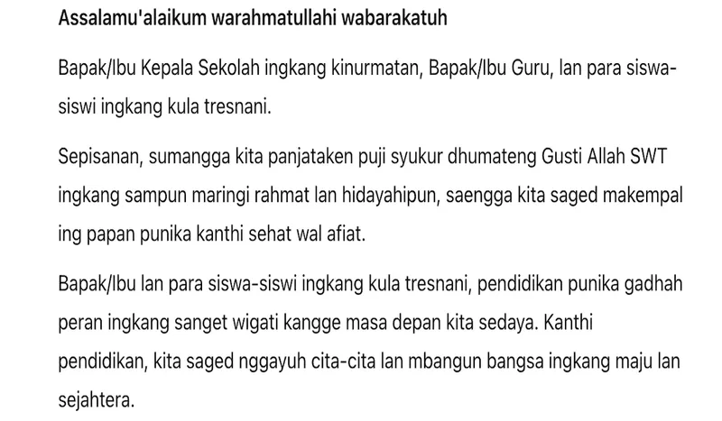 9 Contoh Pidato Bahasa Jawa Singkat Berbagai Tema