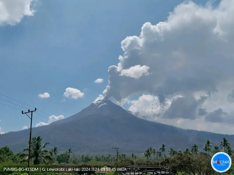 Baru 1,5 Bulan Turun Level, Gunung Lewotobi Laki-Laki Kembali Berstatus Awas